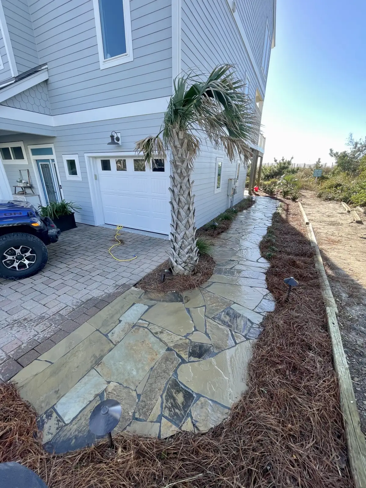 Natural stone masonry work and retaining wall in coastal NC