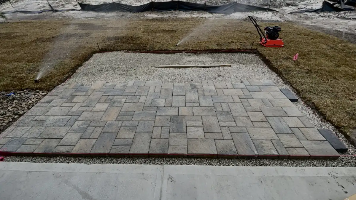 Luxury paver patio installation for Leland NC Brunswick Forest home with outdoor living space